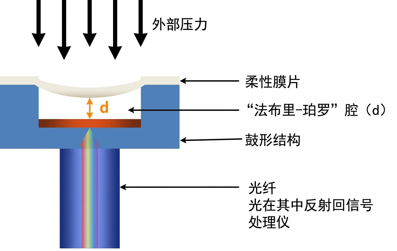 光纤压力传感器工作原理示意图