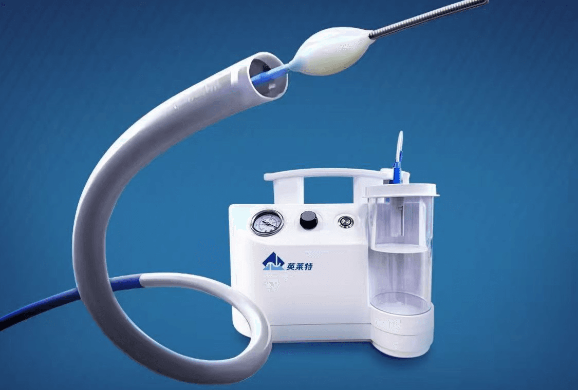 Peripheral aspiration catheter, separator and external vacuum pump illustration